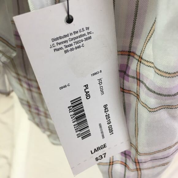 A.n.a. Ruffle short sleeve tee plaid large - Picture 9 of 16